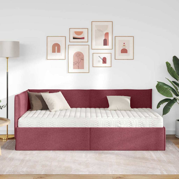 Cadru de pat colțar cu saltea cu headboard 2 pcs Gri Catifea - WALTI WALTI
