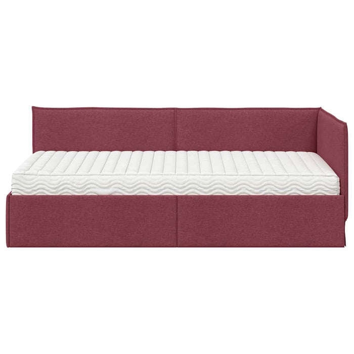Cadru de pat colțar cu saltea cu headboard 2 pcs Gri Catifea - WALTI WALTI