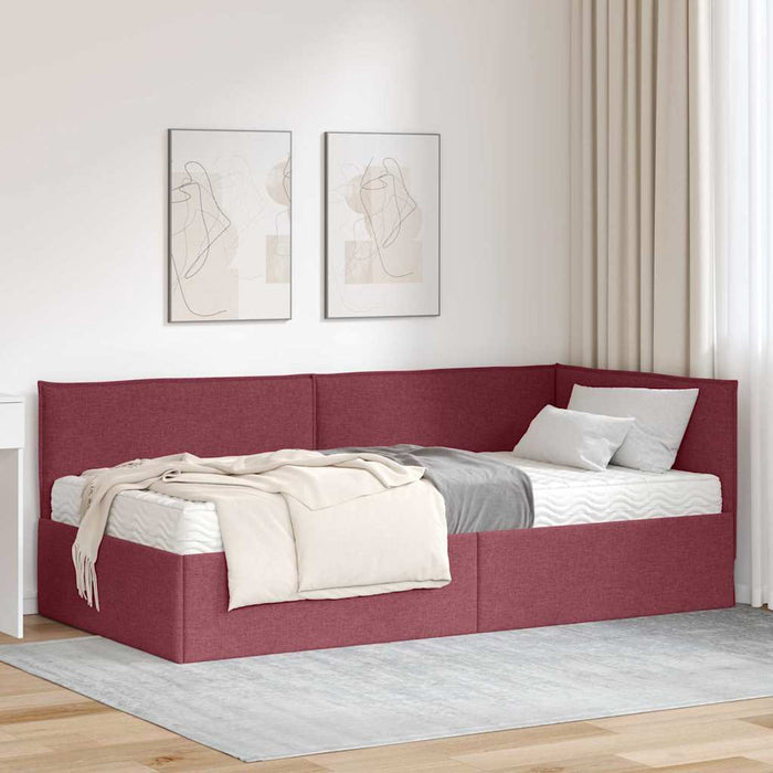 Cadru de pat colțar cu saltea cu headboard 2 pcs Gri Catifea - WALTI WALTI