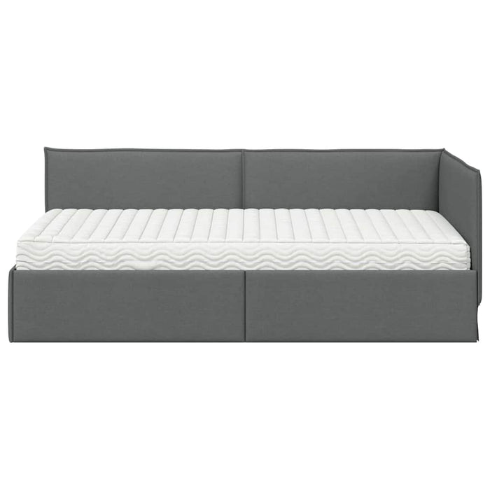 Cadru de pat colțar cu saltea cu headboard 2 pcs Gri Catifea WALTI