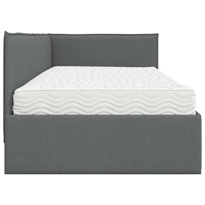 Cadru de pat colțar cu saltea cu headboard 2 pcs Gri Catifea WALTI