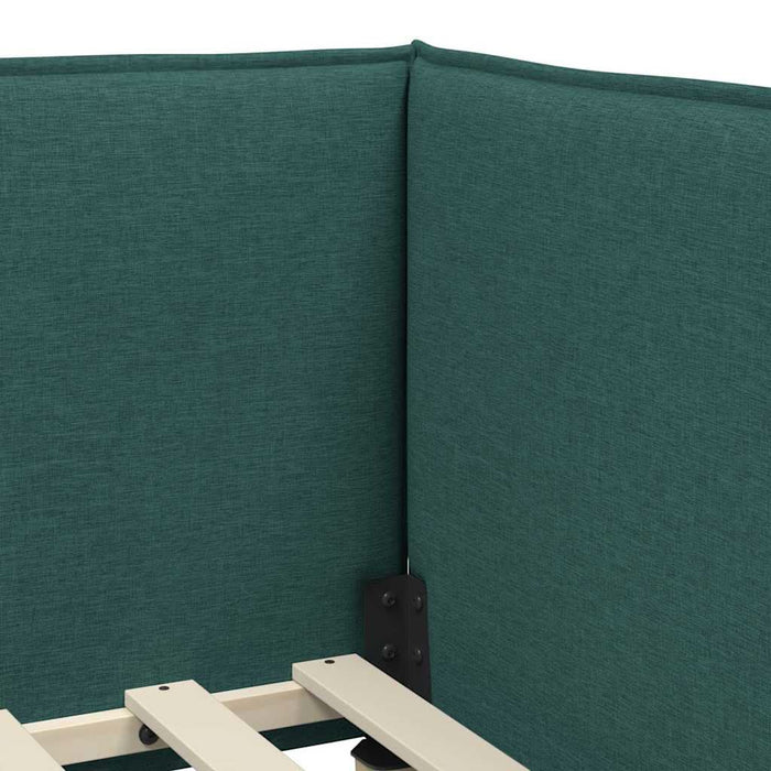 Cadru de pat colțar cu saltea cu headboard 2 buc. Verde Catifea WALTI