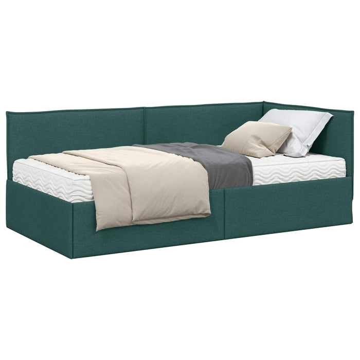 Cadru de pat colțar cu saltea cu headboard 2 buc. Verde Catifea WALTI