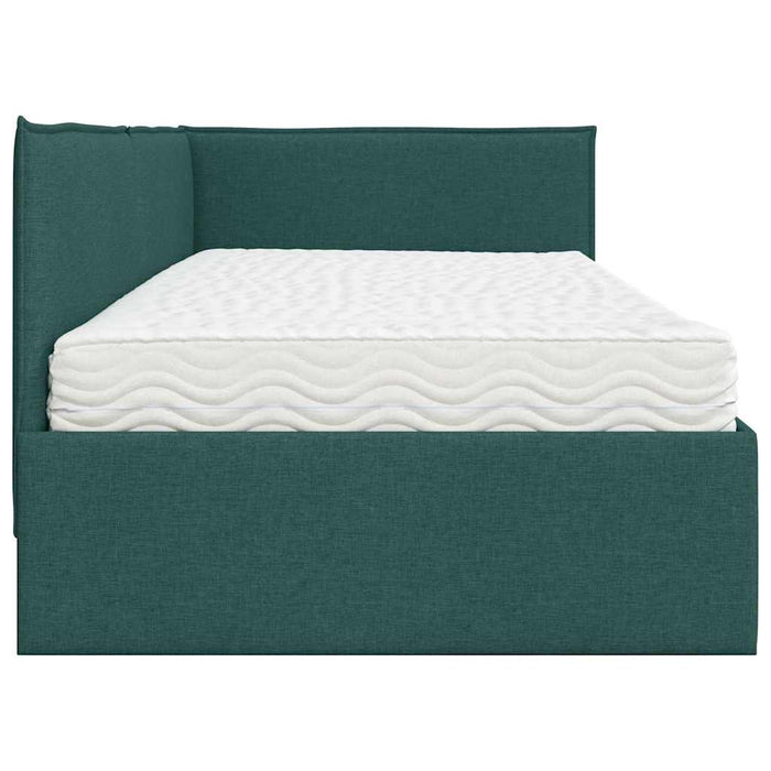 Cadru de pat colțar cu saltea cu headboard 2 buc. Verde Catifea WALTI