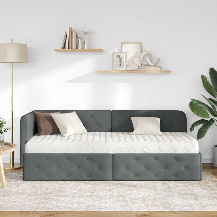 Cadru de pat colțar cu saltea Gri închis 80 x 200 cm țesătură - WALTI WALTI