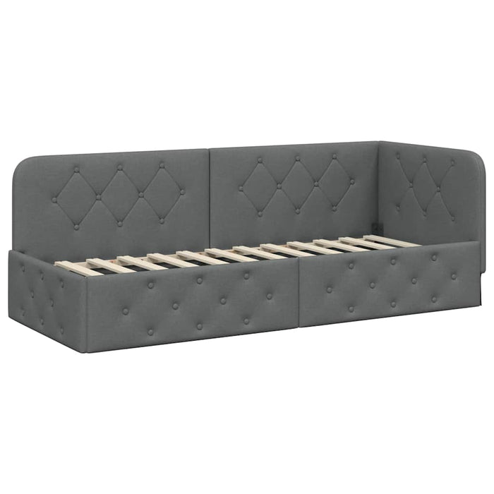Cadru de pat colțar cu saltea Gri închis 80 x 200 cm țesătură - WALTI WALTI