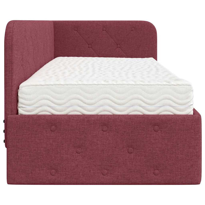 Cadru de pat colțar cu saltea Roșu Vin 80 x 200 cm țesătură - WALTI WALTI