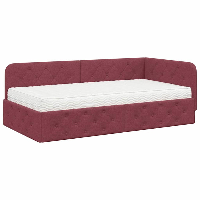 Cadru de pat colțar cu saltea Roșu Vin 90 x 200 cm țesătură - WALTI WALTI
