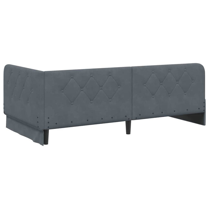 Cadru de pat colțar cu saltea Gri închis 90 x 190 cm Catifea - WALTI WALTI