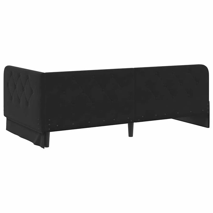 Cadru de pat colțar cu saltea Negru 100 x 200 cm Catifea - WALTI WALTI