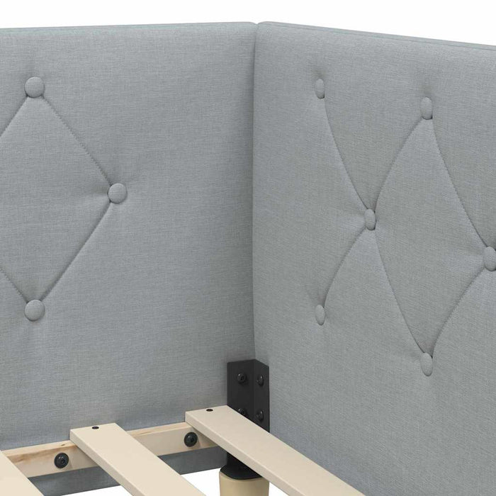 Cadru de pat colțar cu saltea Gri deschis 80 x 200 cm țesătură - WALTI WALTI