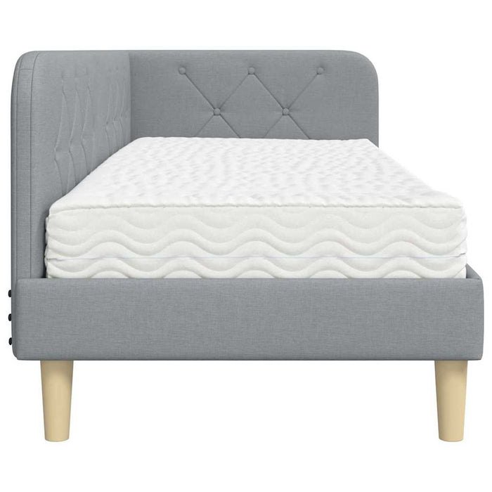 Cadru de pat colțar cu saltea Gri deschis 80 x 200 cm țesătură - WALTI WALTI