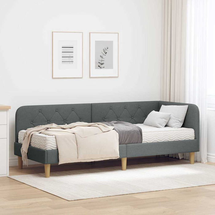 Cadru de pat colțar Gri închis 80 x 200 cm țesătură - WALTI WALTI