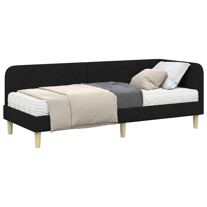 Cadru de pat colțar Negru 80 x 200 cm țesătură - WALTI WALTI