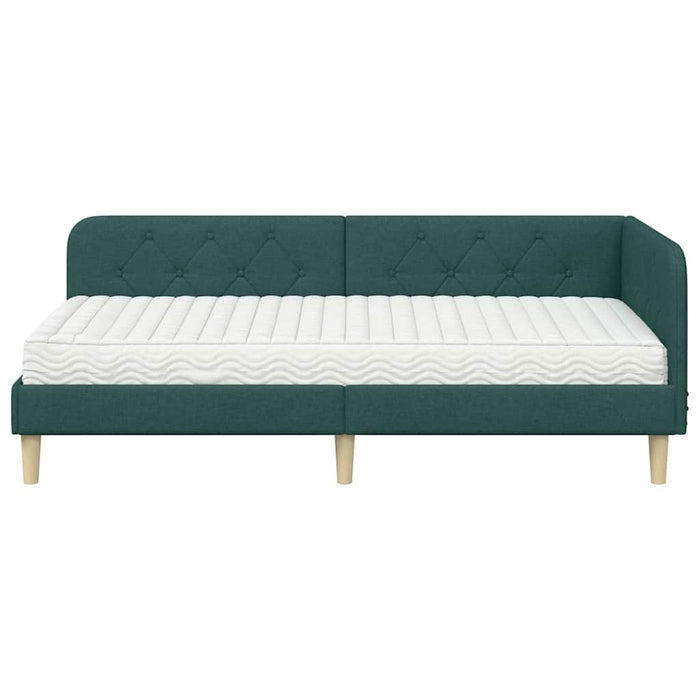 Cadru de pat colțar Verde închis 90 x 200 cm țesătură - WALTI WALTI