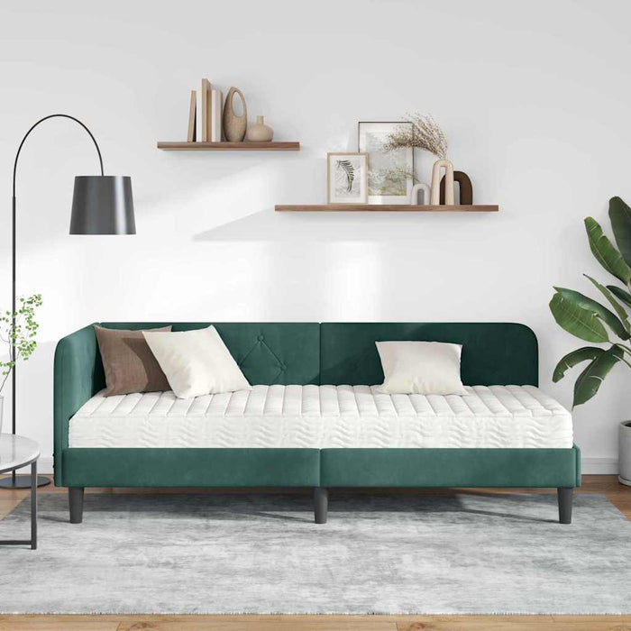 Cadru de pat colțar Verde închis 80 x 200 cm Catifea - WALTI WALTI