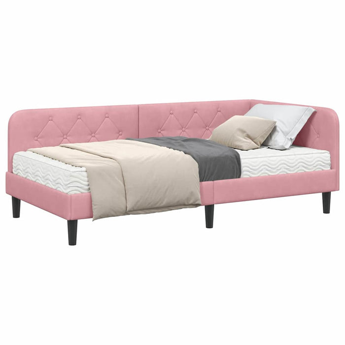 Cadru de pat colțar Roz 100 x 200 cm Catifea - WALTI WALTI