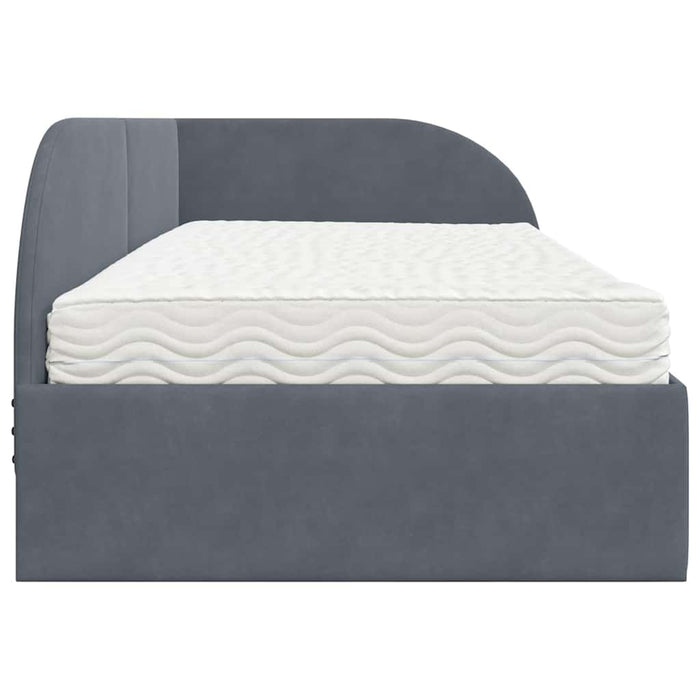 Cadru de pat colțar cu saltea cu headboard 2 pcs Gri Catifea - WALTI WALTI