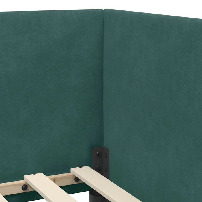 Cadru de pat colțar cu saltea cu headboard 2 pcs Verde Catifea - WALTI WALTI
