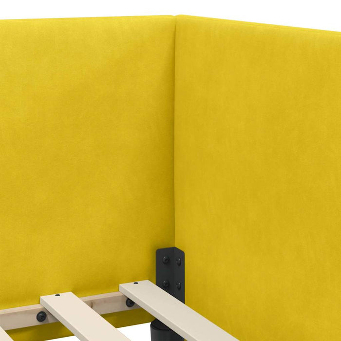 Cadru de pat colțar cu saltea cu headboard 2 pcs Galben Catifea - WALTI WALTI