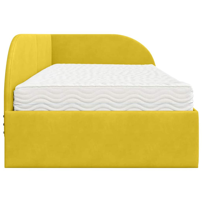 Cadru de pat colțar cu saltea cu headboard 2 pcs Galben Catifea - WALTI WALTI