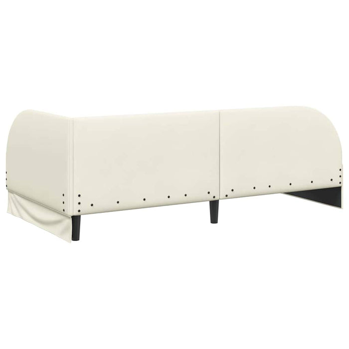 Cadru de pat colțar cu saltea cu headboard 2 buc. Crem Catifea WALTI
