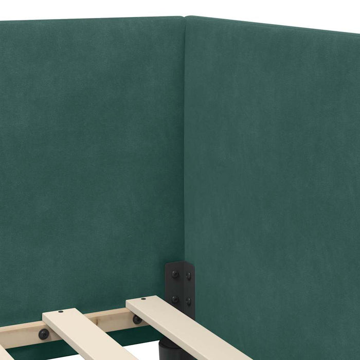 Cadru de pat colțar cu saltea cu headboard 2 pcs Verde Catifea - WALTI WALTI