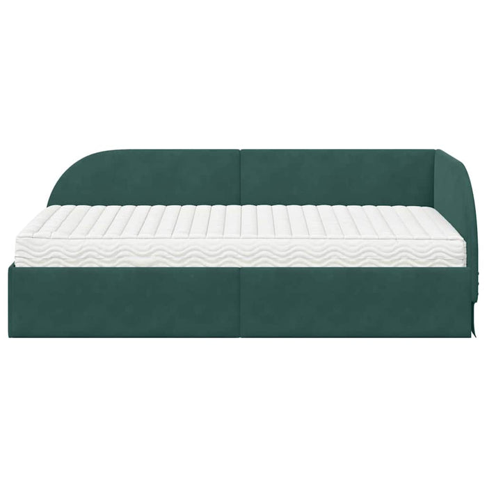 Cadru de pat colțar cu saltea cu headboard 2 pcs Verde Catifea - WALTI WALTI