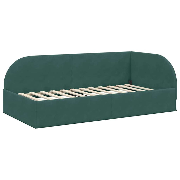 Cadru de pat colțar cu saltea cu headboard 2 pcs Verde Catifea - WALTI WALTI