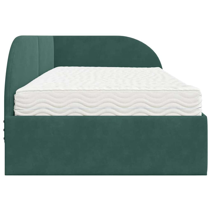 Cadru de pat colțar cu saltea cu headboard 2 pcs Verde Catifea - WALTI WALTI
