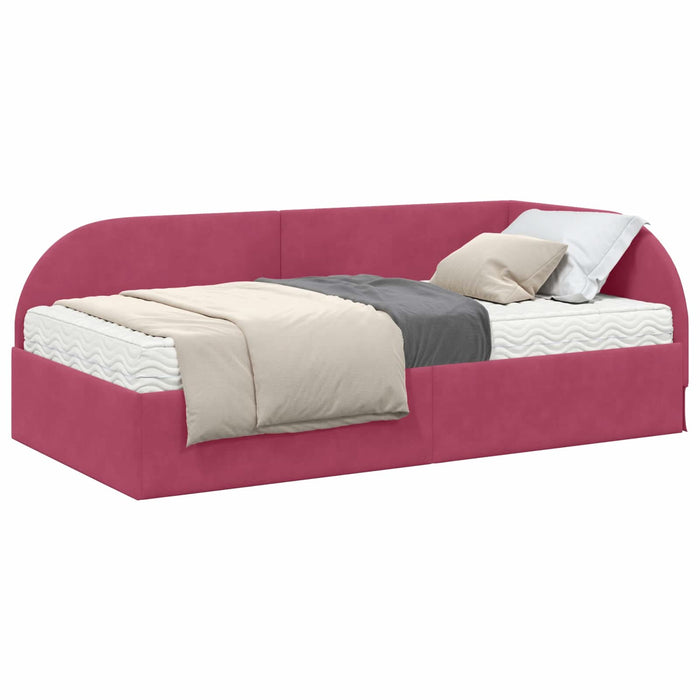 Cadru de pat colțar cu saltea cu headboard 2 pcs Verde Catifea - WALTI WALTI