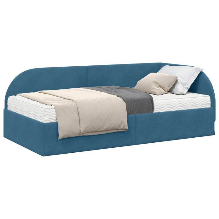 Cadru de pat colțar cu saltea Manual 2 pcs albastru Catifea - WALTI WALTI