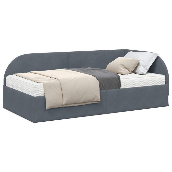Cadru de pat colțar cu saltea cu headboard 2 pcs Gri Catifea - WALTI WALTI