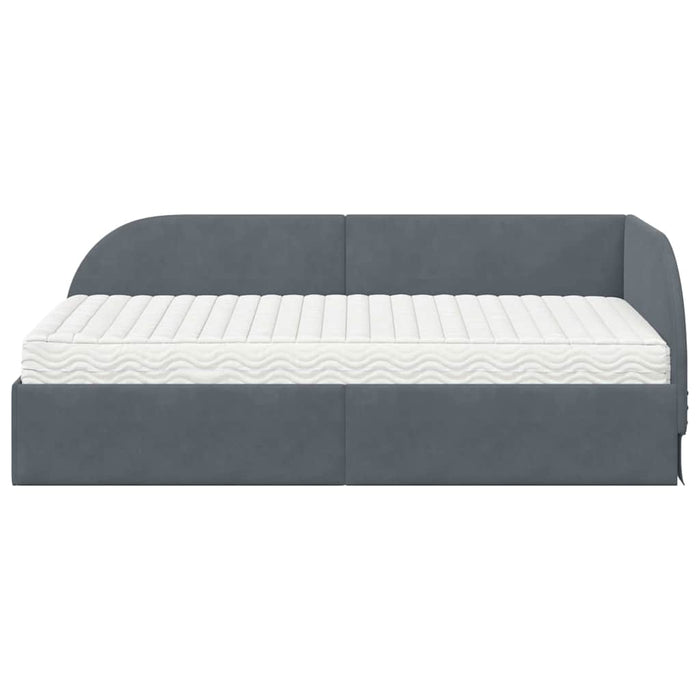 Cadru de pat colțar cu saltea cu headboard 2 pcs Gri Catifea - WALTI WALTI