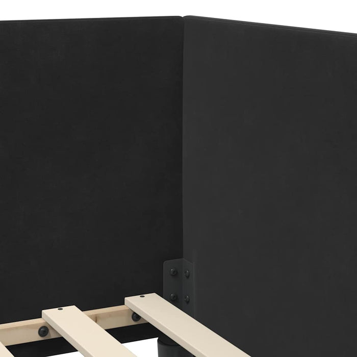 Cadru de pat colțar cu saltea cu headboard 2 pcs Negru Catifea - WALTI WALTI