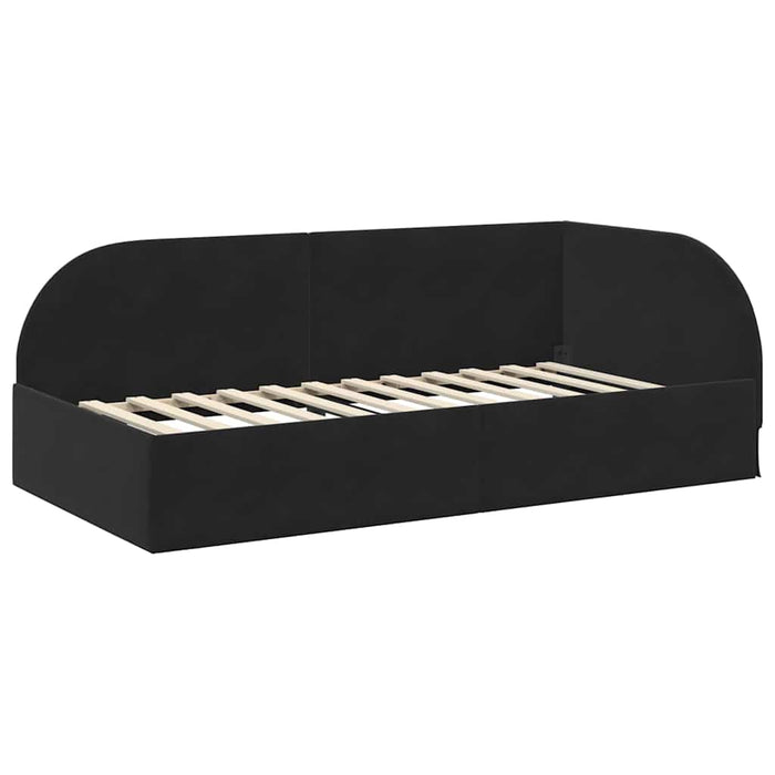 Cadru de pat colțar cu saltea cu headboard 2 pcs Negru Catifea - WALTI WALTI