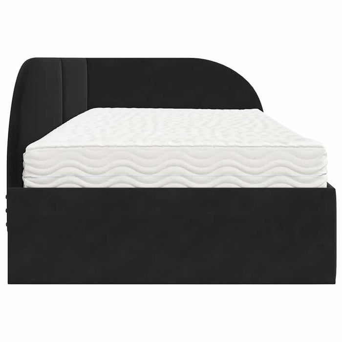 Cadru de pat colțar cu saltea cu headboard 2 pcs Negru Catifea - WALTI WALTI