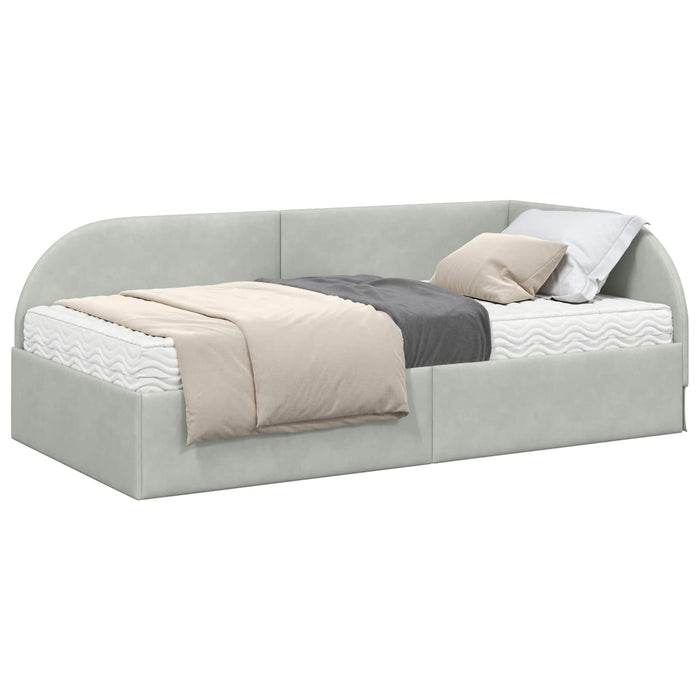 Cadru de pat colțar cu saltea Manual 2 pcs Gri deschis Catifea - WALTI WALTI