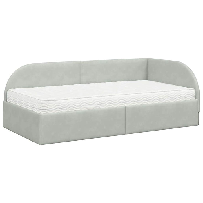 Cadru de pat colțar cu saltea Manual 2 pcs Gri deschis Catifea - WALTI WALTI