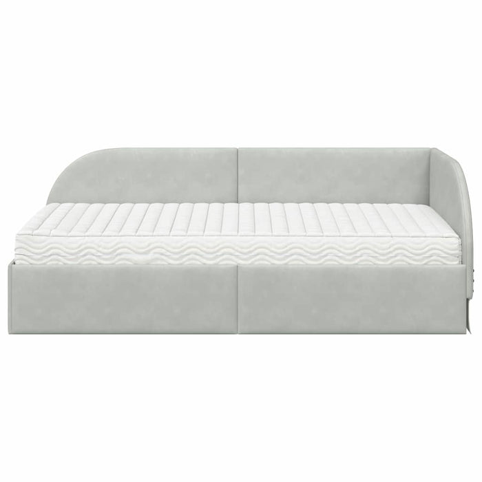 Cadru de pat colțar cu saltea Manual 2 pcs Gri deschis Catifea - WALTI WALTI