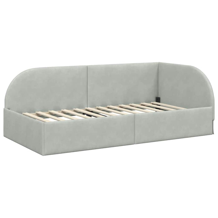 Cadru de pat colțar cu saltea Manual 2 pcs Gri deschis Catifea - WALTI WALTI