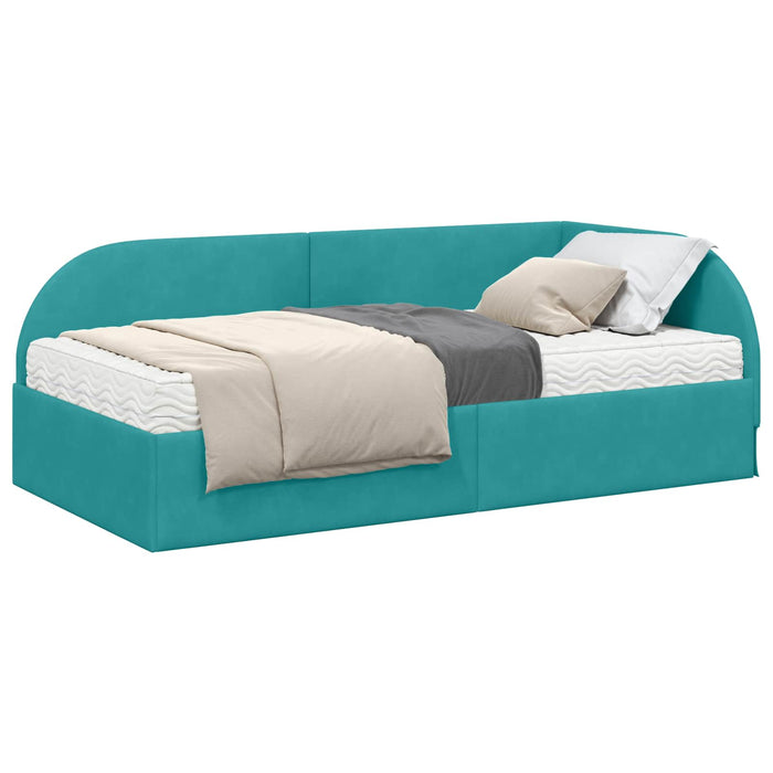 Cadru de pat colțar cu saltea Manual 2 pcs Turcoaz Catifea - WALTI WALTI