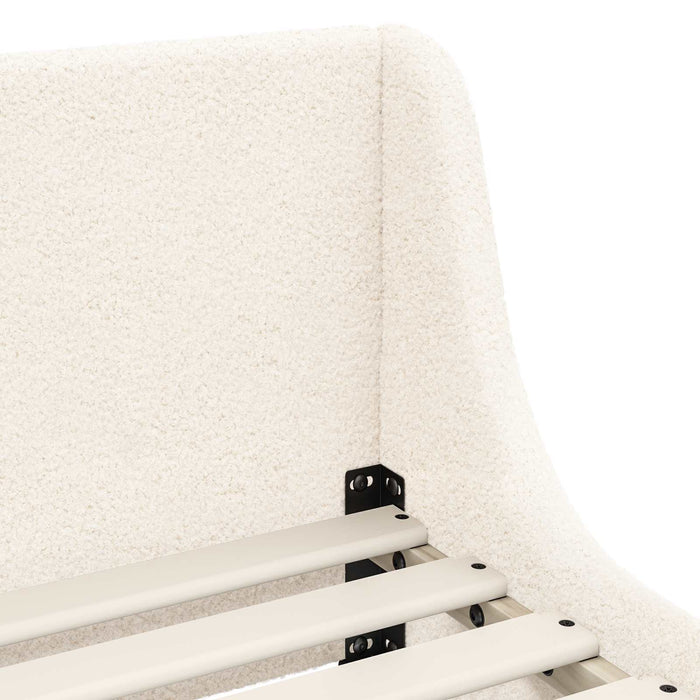 Cadru de pat pentru copii cu spătar Crem 70 x 140 cm Bouclé - WALTI WALTI