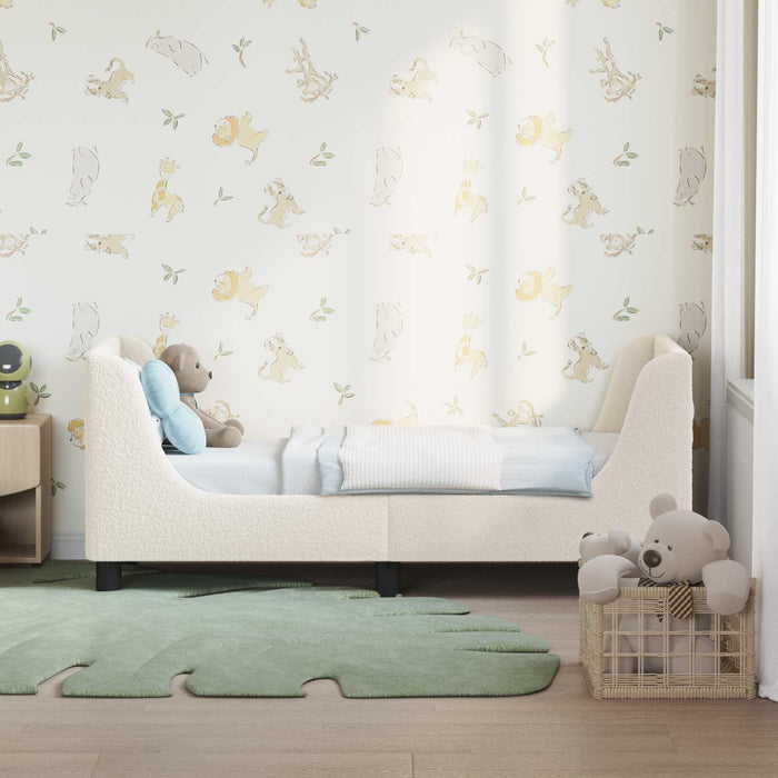 Cadru de pat pentru copii cu spătar Crem 70 x 140 cm Bouclé - WALTI WALTI