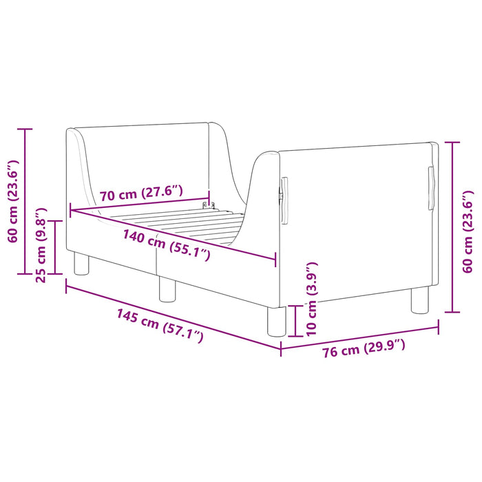 Cadru de pat pentru copii cu spătar Crem 70 x 140 cm Bouclé - WALTI WALTI