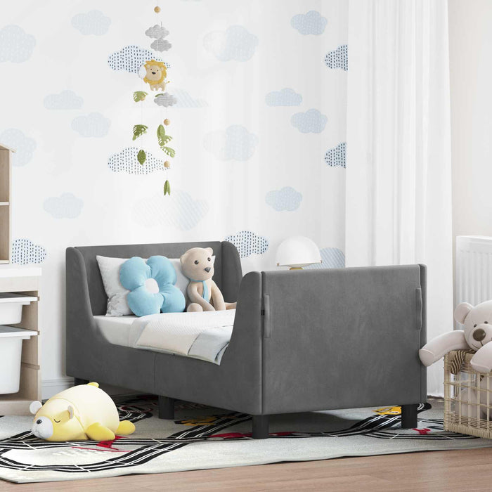 Cadru de pat pentru copii cu spătar Gri închis 70 x 140 cm - WALTI WALTI
