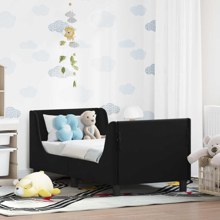 Cadru de pat pentru copii cu spătar Negru 70 x 140 cm Catifea - WALTI WALTI
