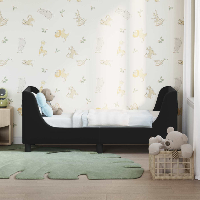 Cadru de pat pentru copii cu spătar Negru 70 x 140 cm Catifea - WALTI WALTI