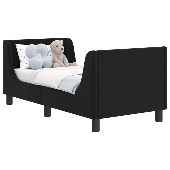 Cadru de pat pentru copii cu spătar Negru 70 x 140 cm Catifea - WALTI WALTI