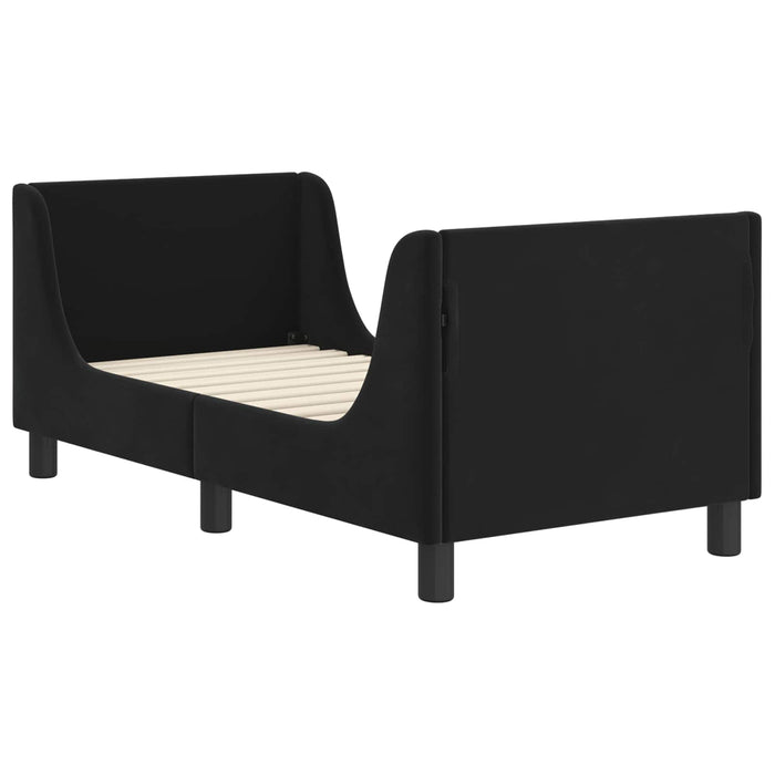 Cadru de pat pentru copii cu spătar Negru 70 x 140 cm Catifea - WALTI WALTI
